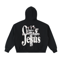 ONLY JESUS FLEECED FULL-ZIP BOXY HOODIE