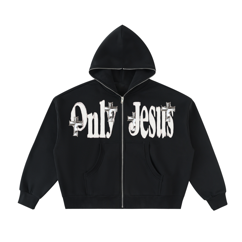 ONLY JESUS FULL-ZIP BOXY HOODIE