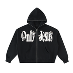 ONLY JESUS FLEECED FULL-ZIP BOXY HOODIE