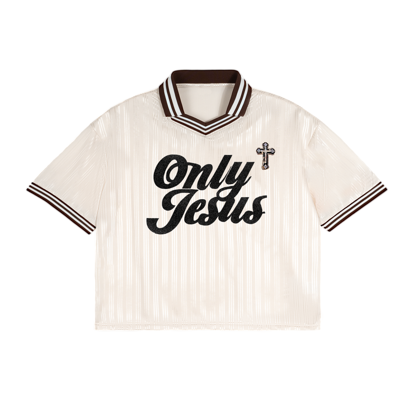 ONLY JESUS CONTRAST STRIPES POLO COLLAR T-SHIRT