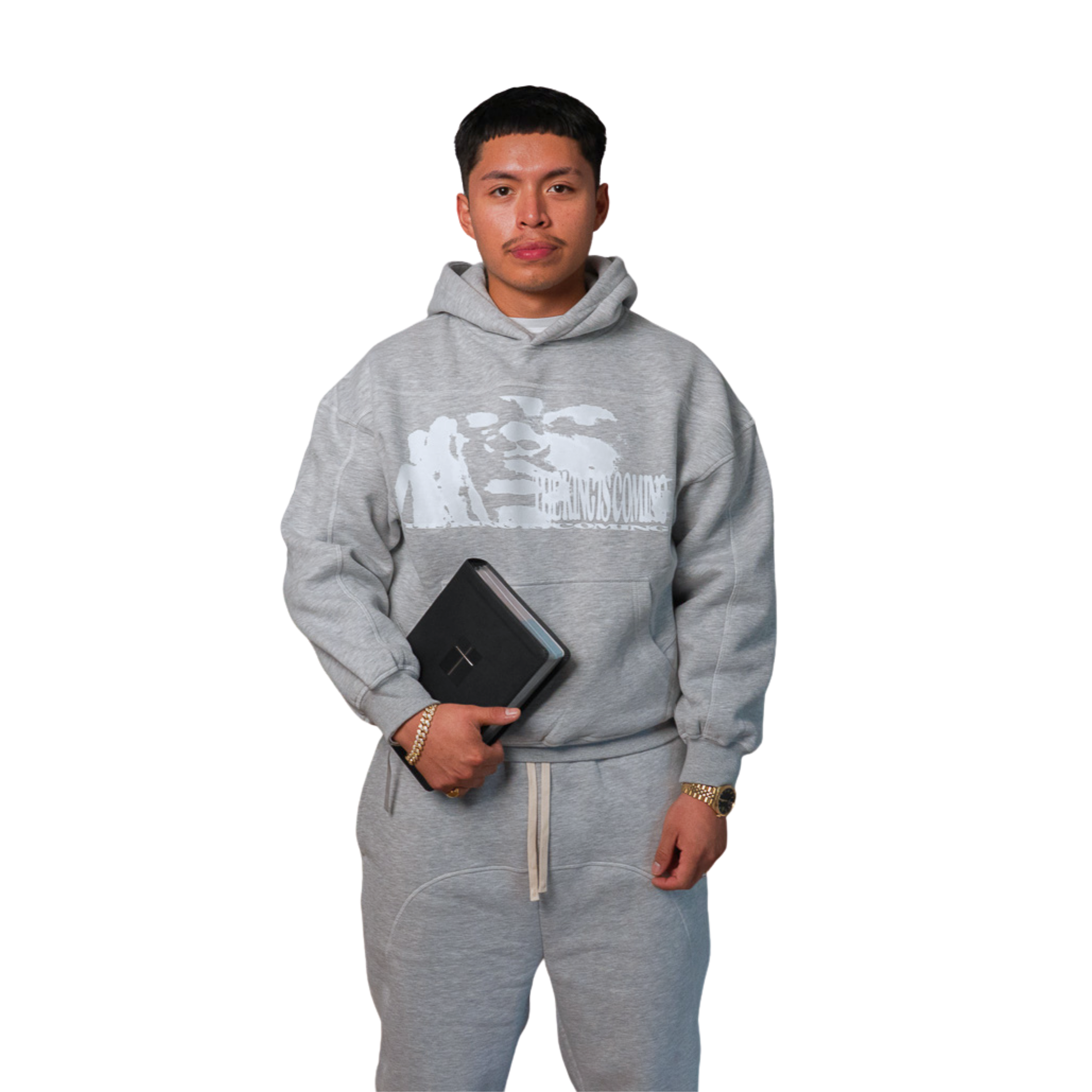 THE KING IS COMING GRAY FLEECE BOXY HOODIE