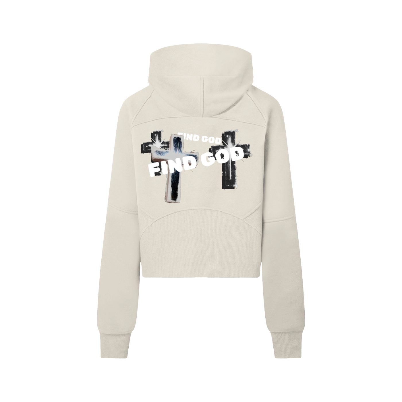 FIND GOD CROPPED HALF ZIP HOODIE