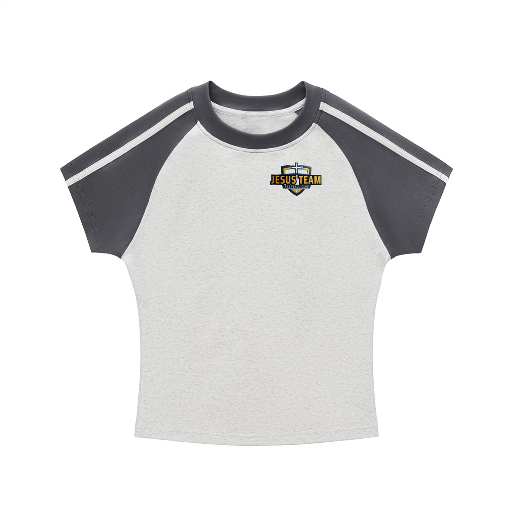 JESUS TEAM CONTRAST STRIPES BODYCON RAGLAN SLEEVE T-SHIRT