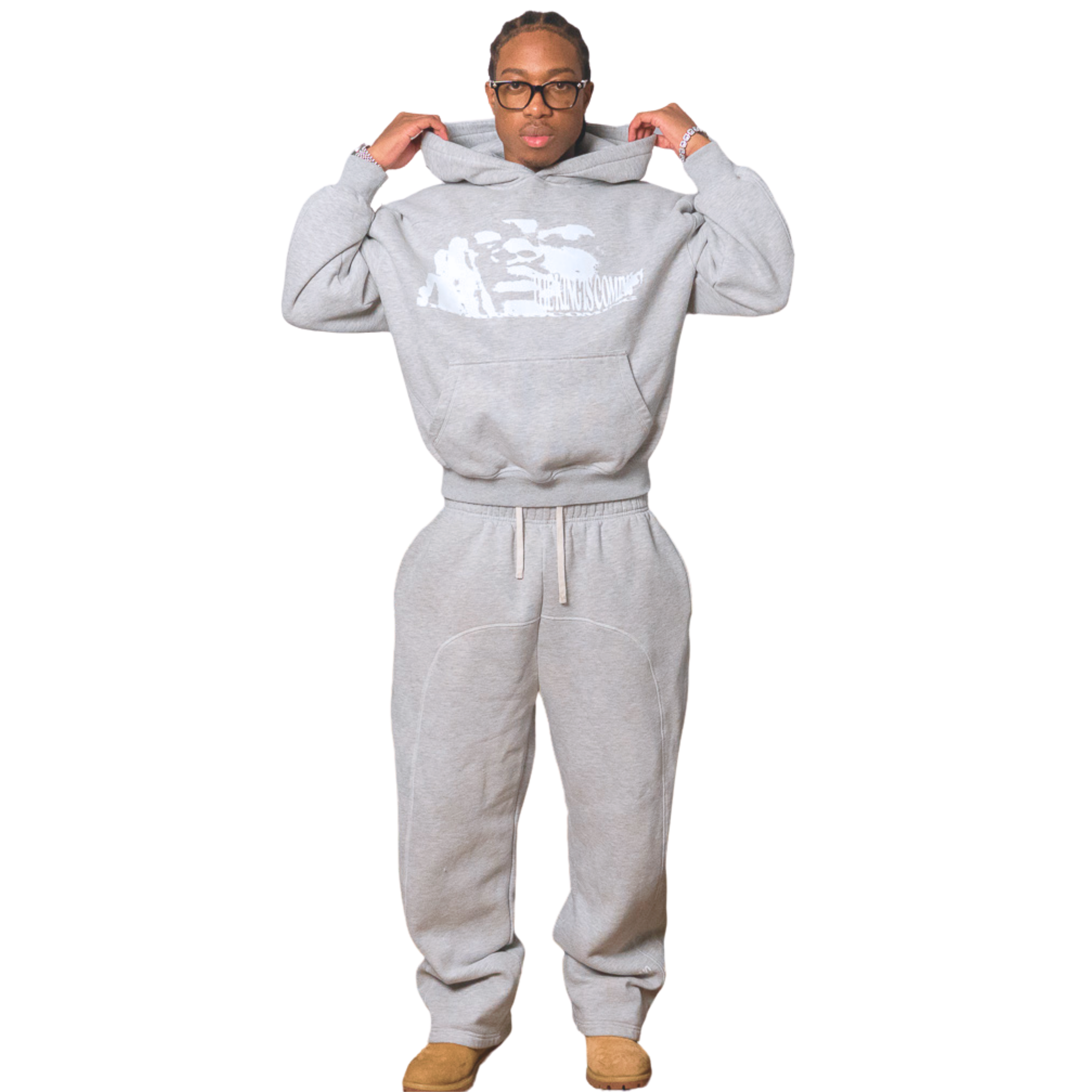 THE KING IS COMING GRAY FLEECE BOXY HOODIE