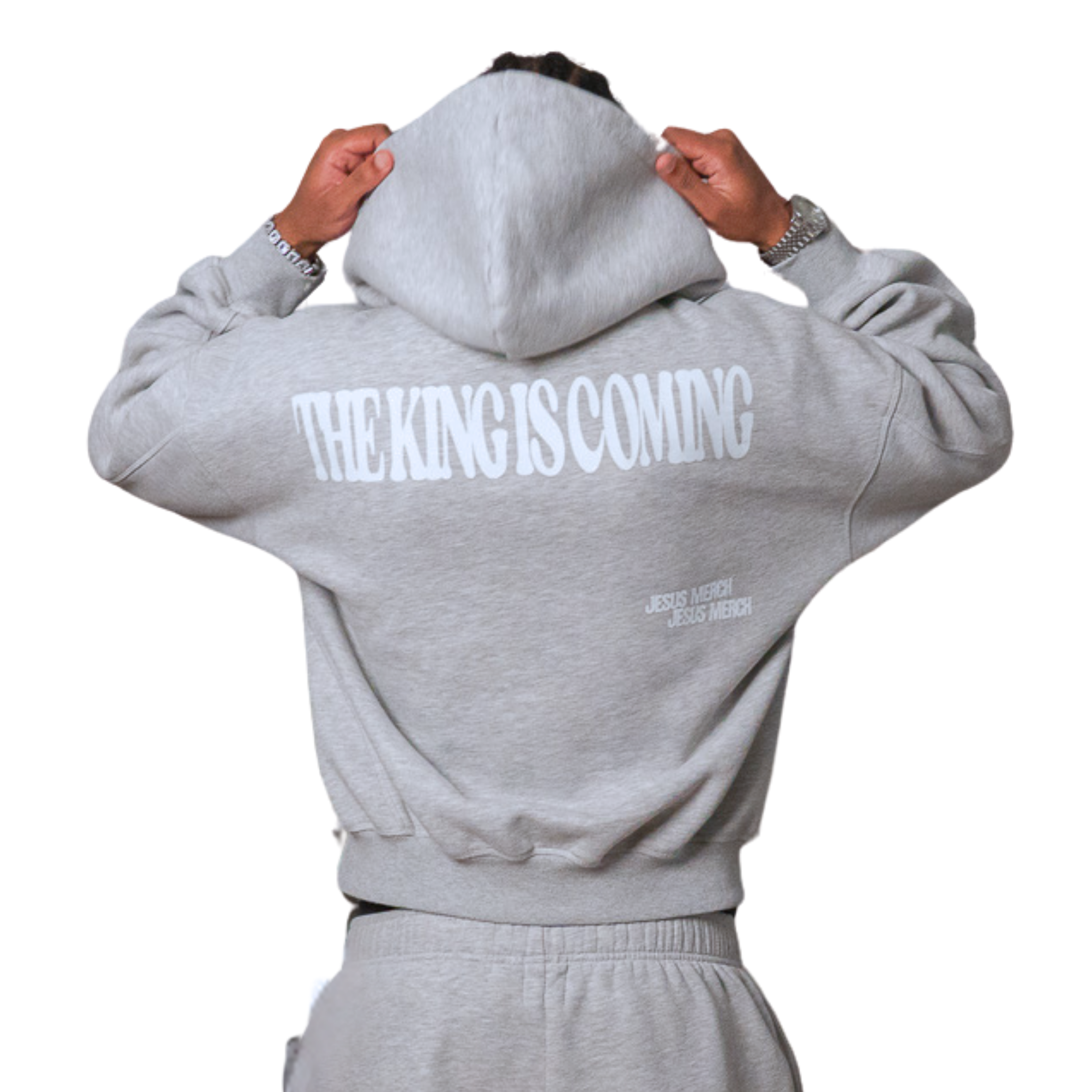 THE KING IS COMING GRAY FLEECE BOXY HOODIE