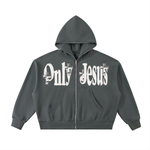 ONLY JESUS FLEECED FULL-ZIP BOXY HOODIE