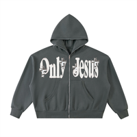 ONLY JESUS FLEECED FULL-ZIP BOXY HOODIE