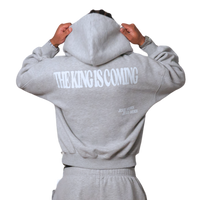 THE KING IS COMING GRAY FLEECE BOXY HOODIE