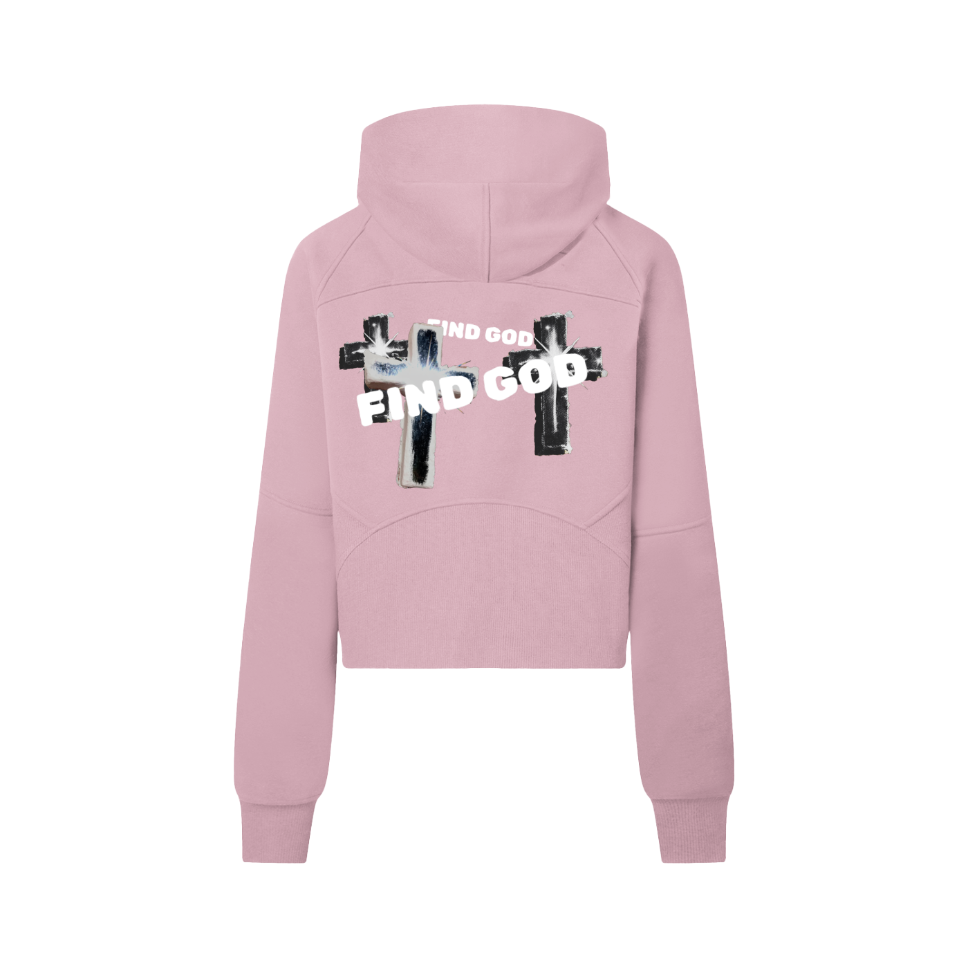 FIND GOD CROPPED HALF ZIP HOODIE