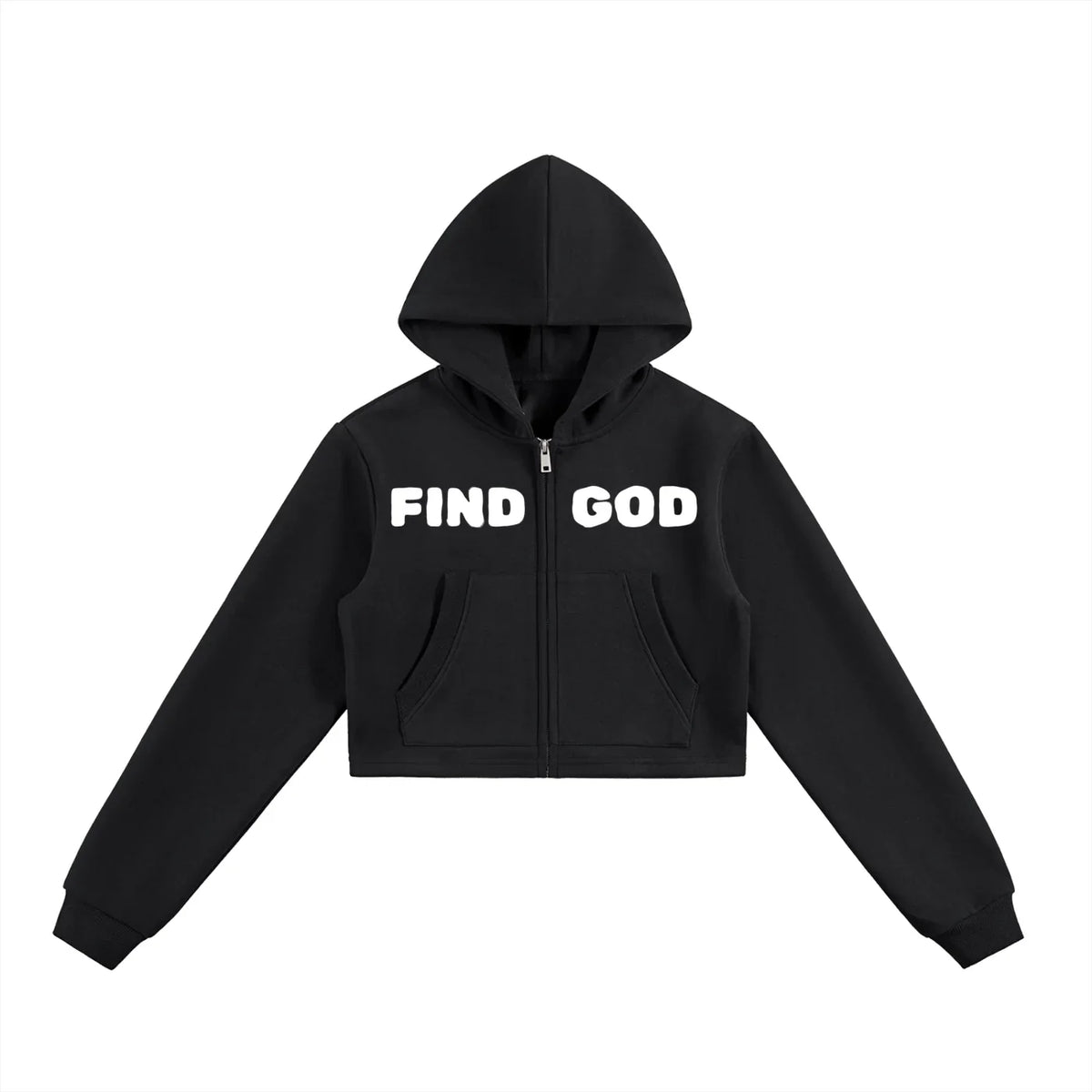 FIND GOD CROPPED ZIP-UP HOODIE – Jesus Merch