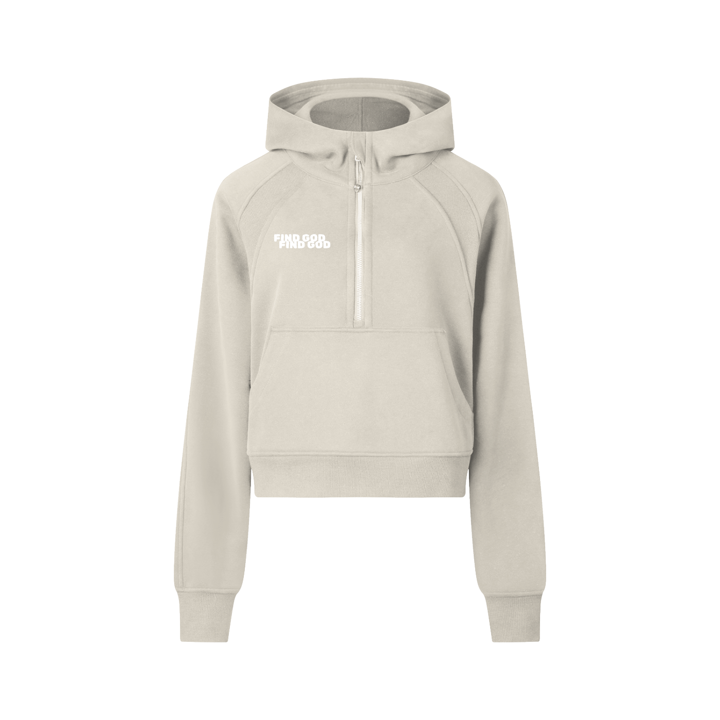 FIND GOD CROPPED HALF ZIP HOODIE