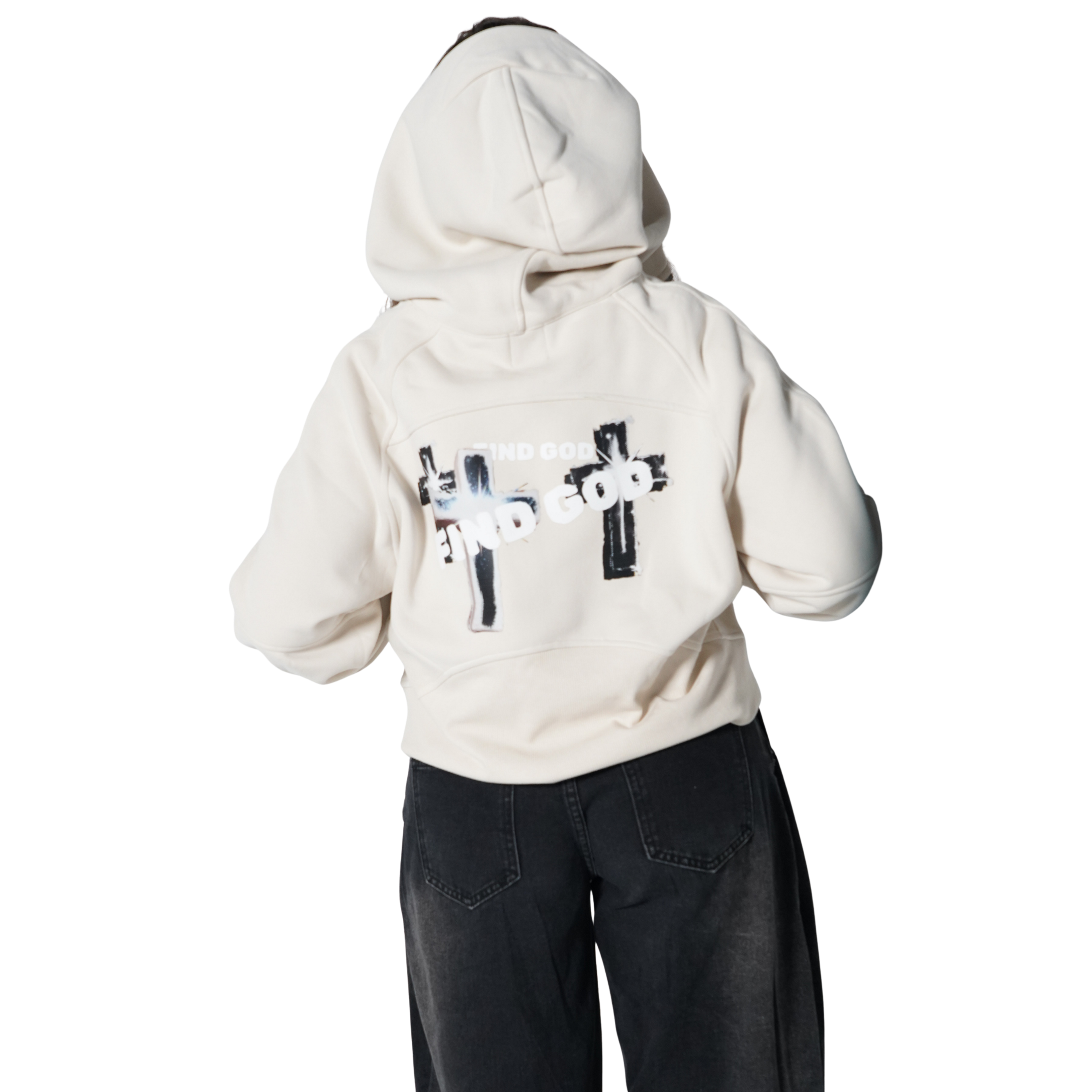 FIND GOD CROPPED HALF ZIP HOODIE