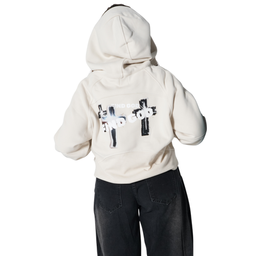FIND GOD CROPPED HALF ZIP HOODIE