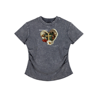 GARDEN CROSS VINTAGE WASHED BODYCON T-SHIRT