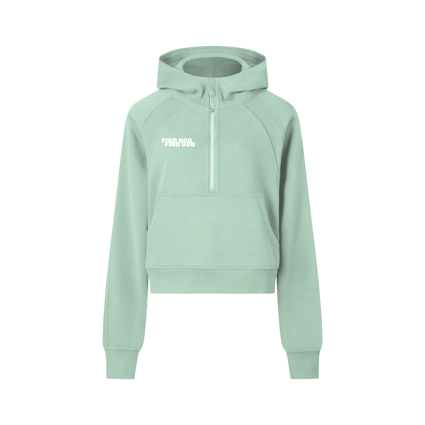 FIND GOD CROPPED HALF ZIP HOODIE