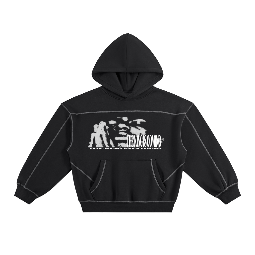 THE KING IS COMING STITCHED BOXY HOODIE