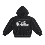 THE KING IS COMING CONTRAST STITCHED FLEECE BOXY HOODIE