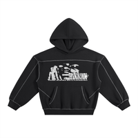 THE KING IS COMING CONTRAST STITCHED FLEECE BOXY HOODIE