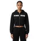 FIND GOD CROPPED ZIP-UP HOODIE