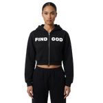 FIND GOD CROPPED ZIP-UP HOODIE