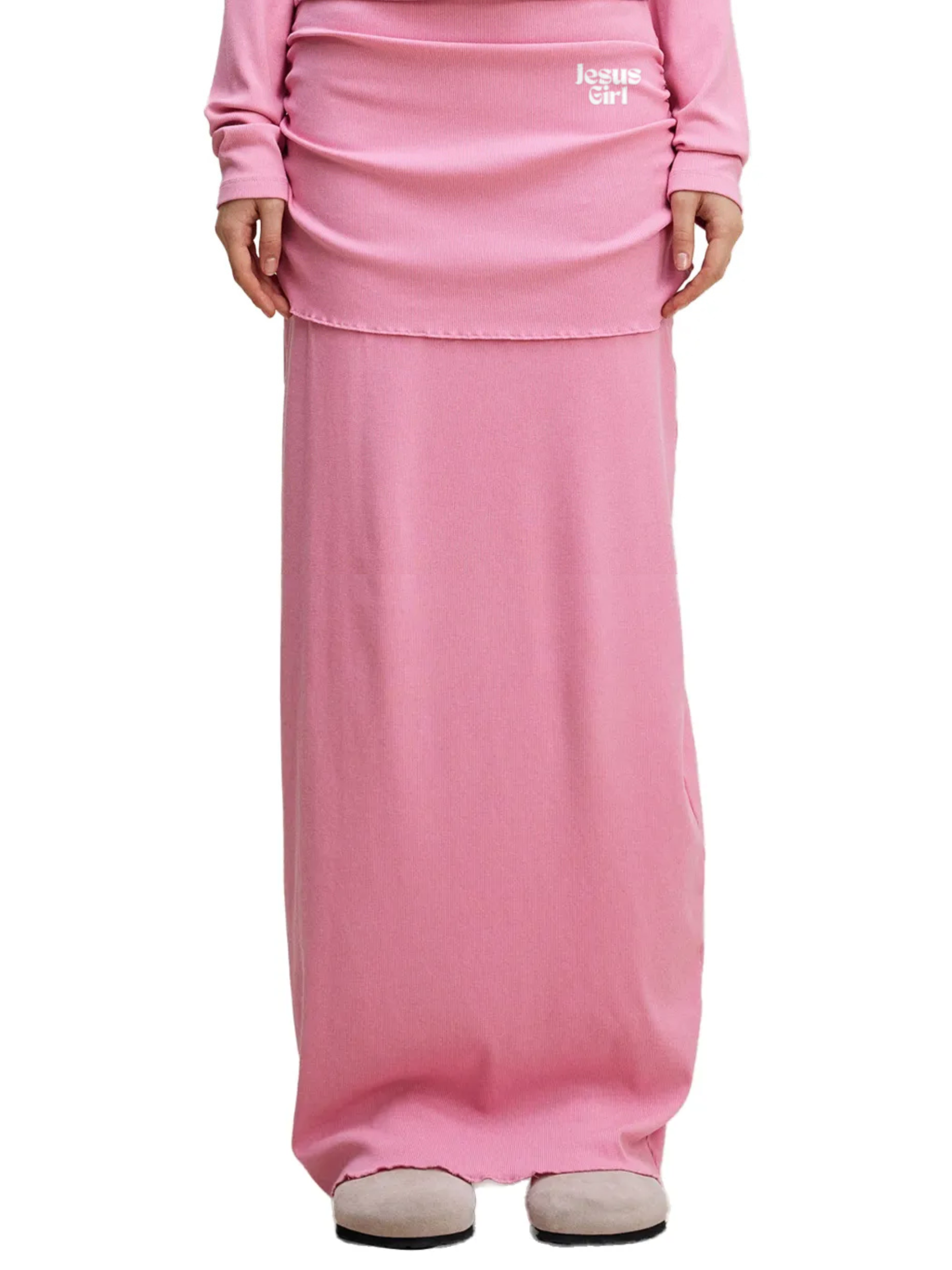 JESUS GIRL DYED WASHED STRAIGHT HIP-HUGGING SLIM MAXI SKIRT