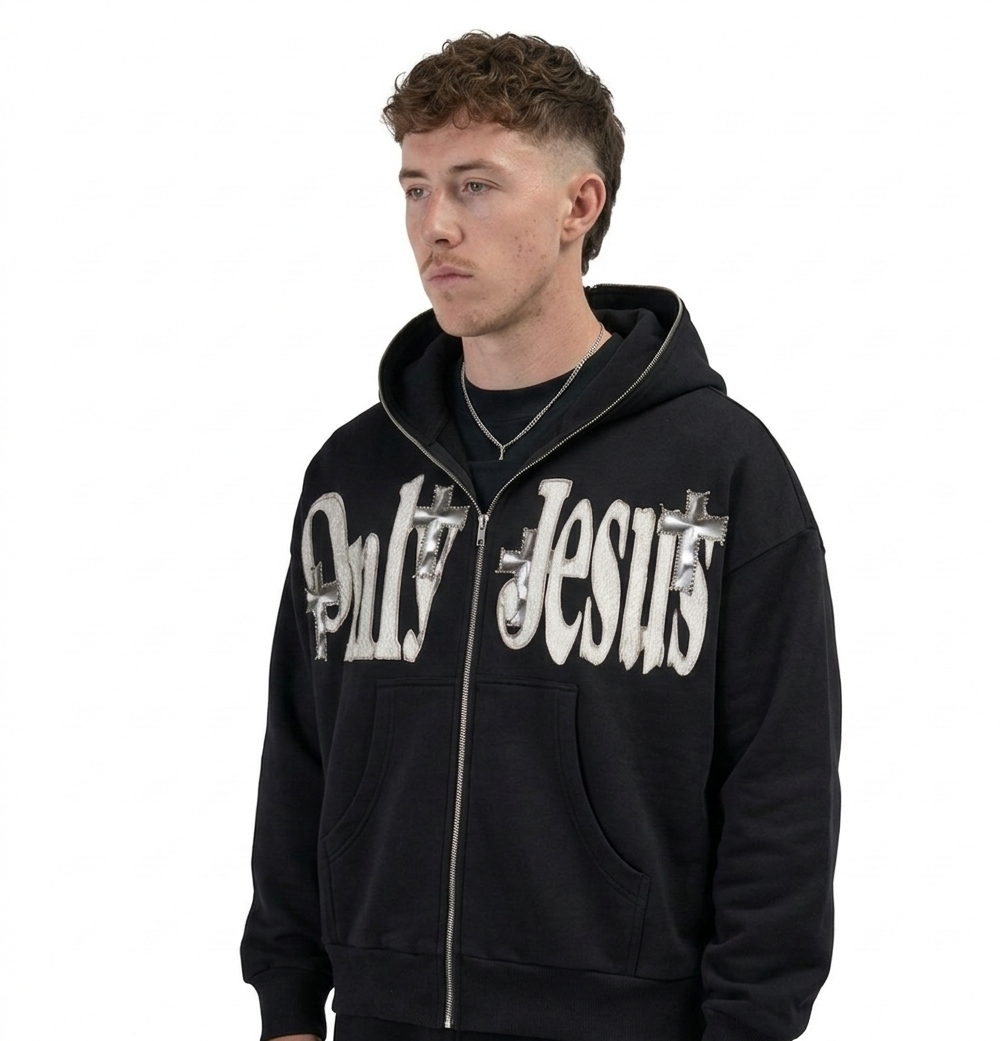 ONLY JESUS FULL-ZIP BOXY HOODIE