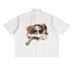 FIND GOD SEEK JESUS FIRST OVERSIZED VERTICAL STRIPE BOXY T SHIRT - APRICOT WHITE