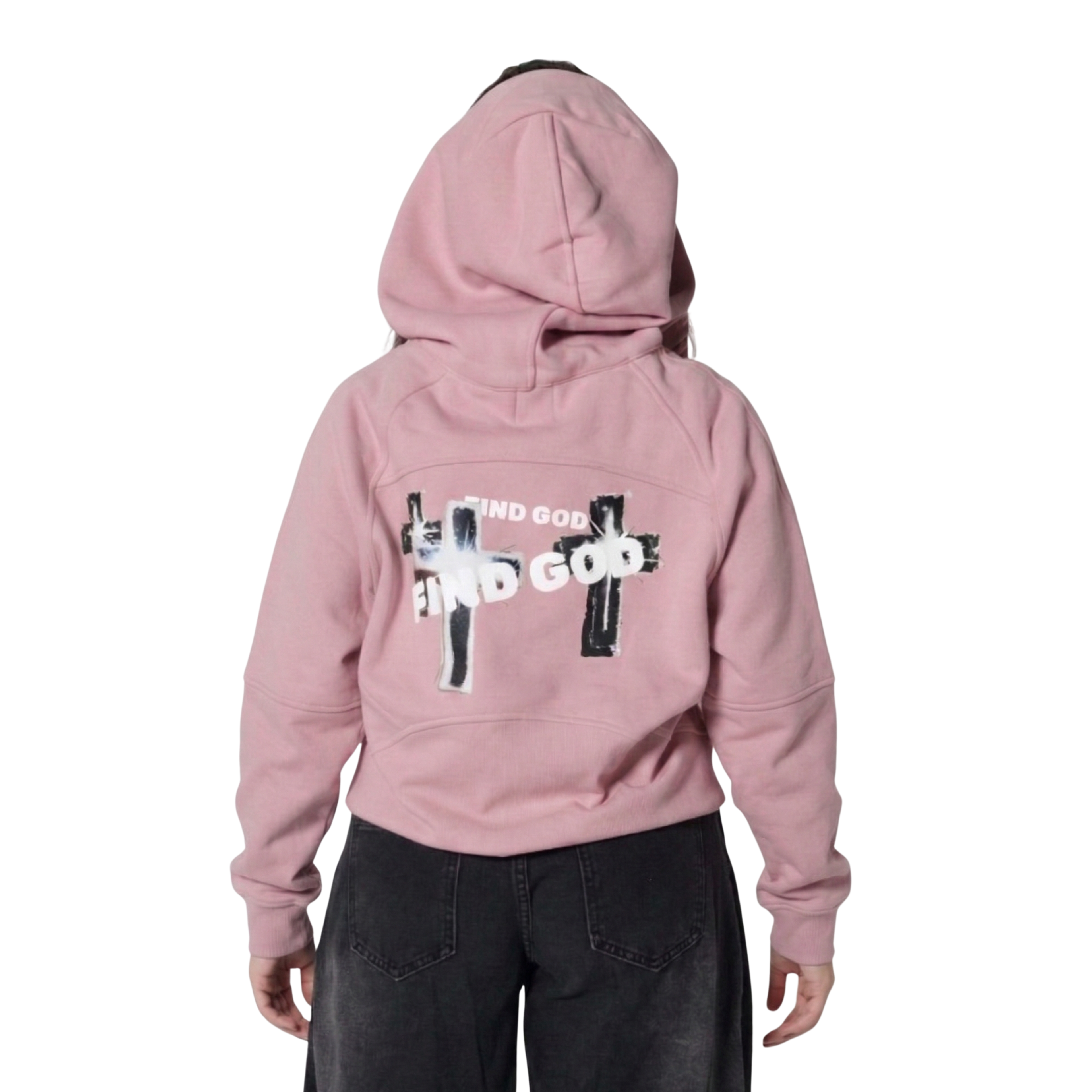 FIND GOD CROPPED HALF ZIP HOODIE