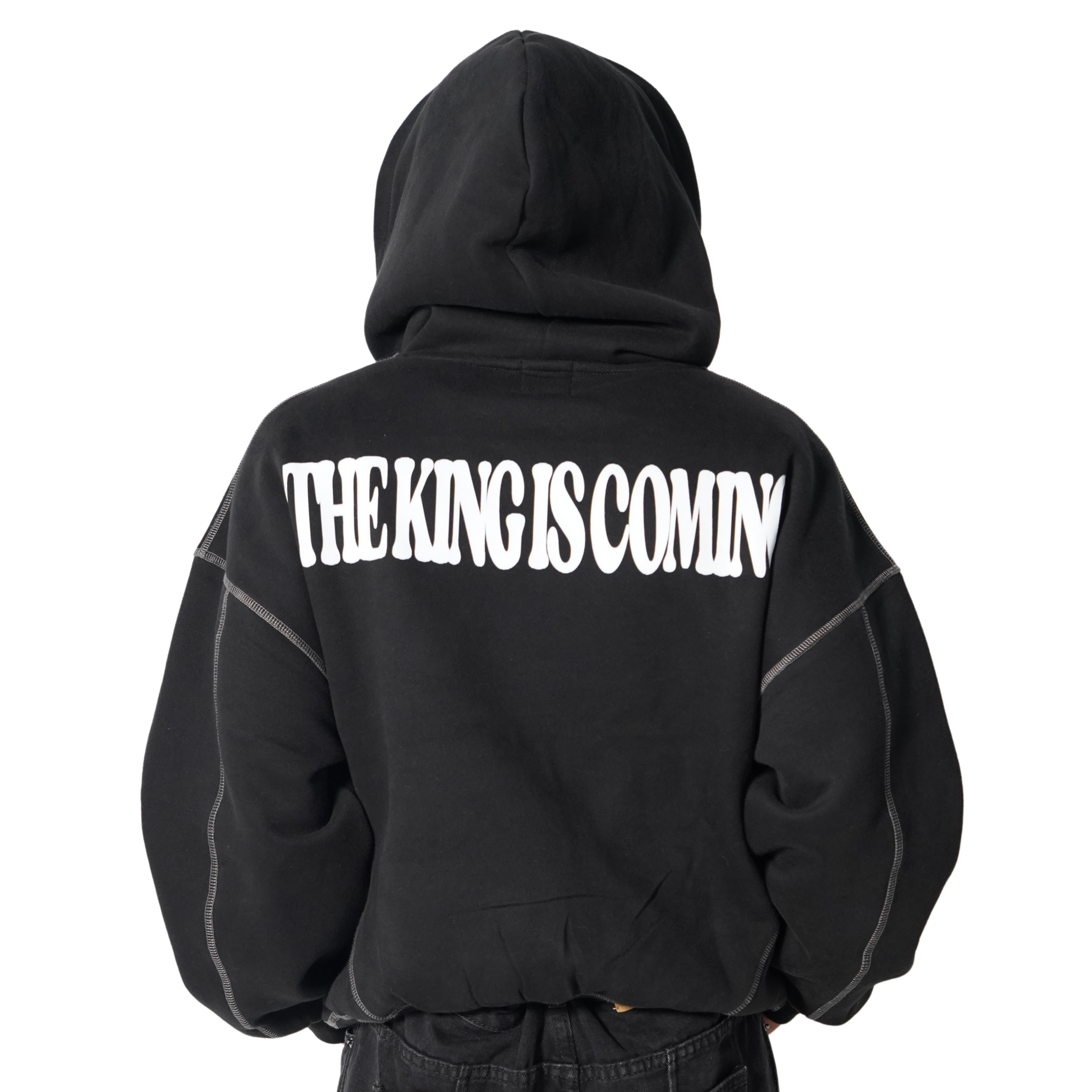 THE KING IS COMING STITCHED BOXY HOODIE