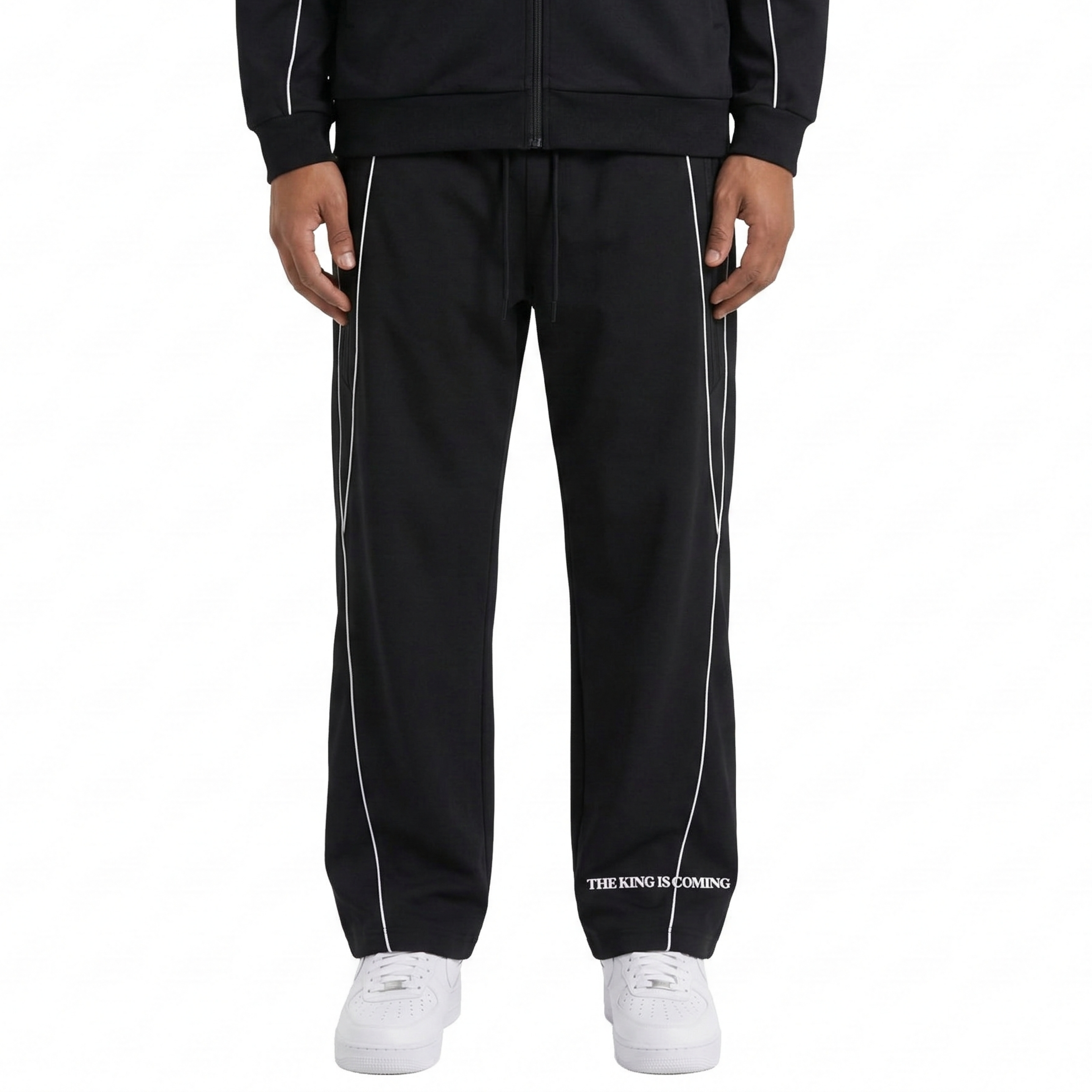 THE KING IS COMING REFLECTION STRIPED SWEATPANTS