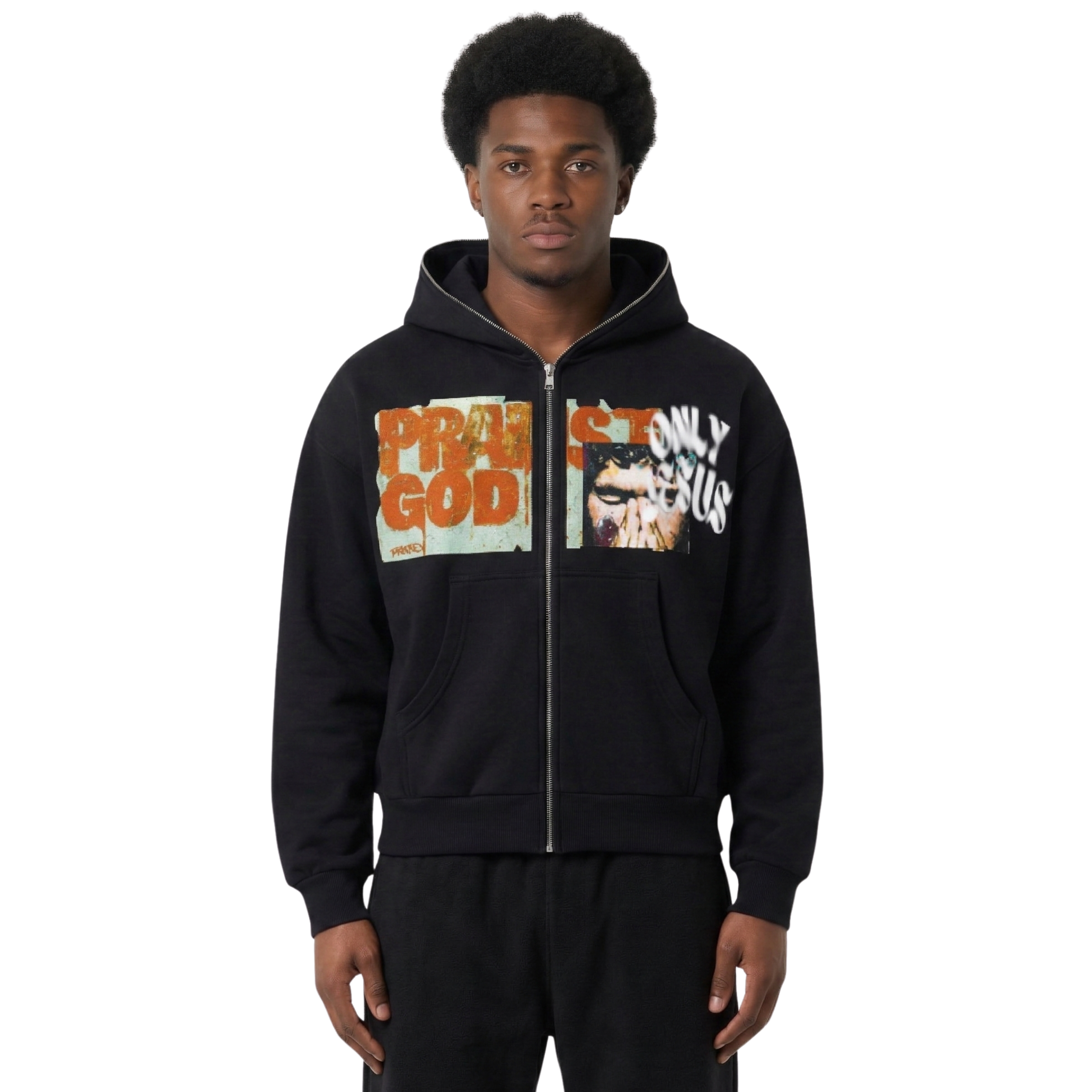 PRAISE GOD FLEECED FULL-ZIP BOXY HOODIE