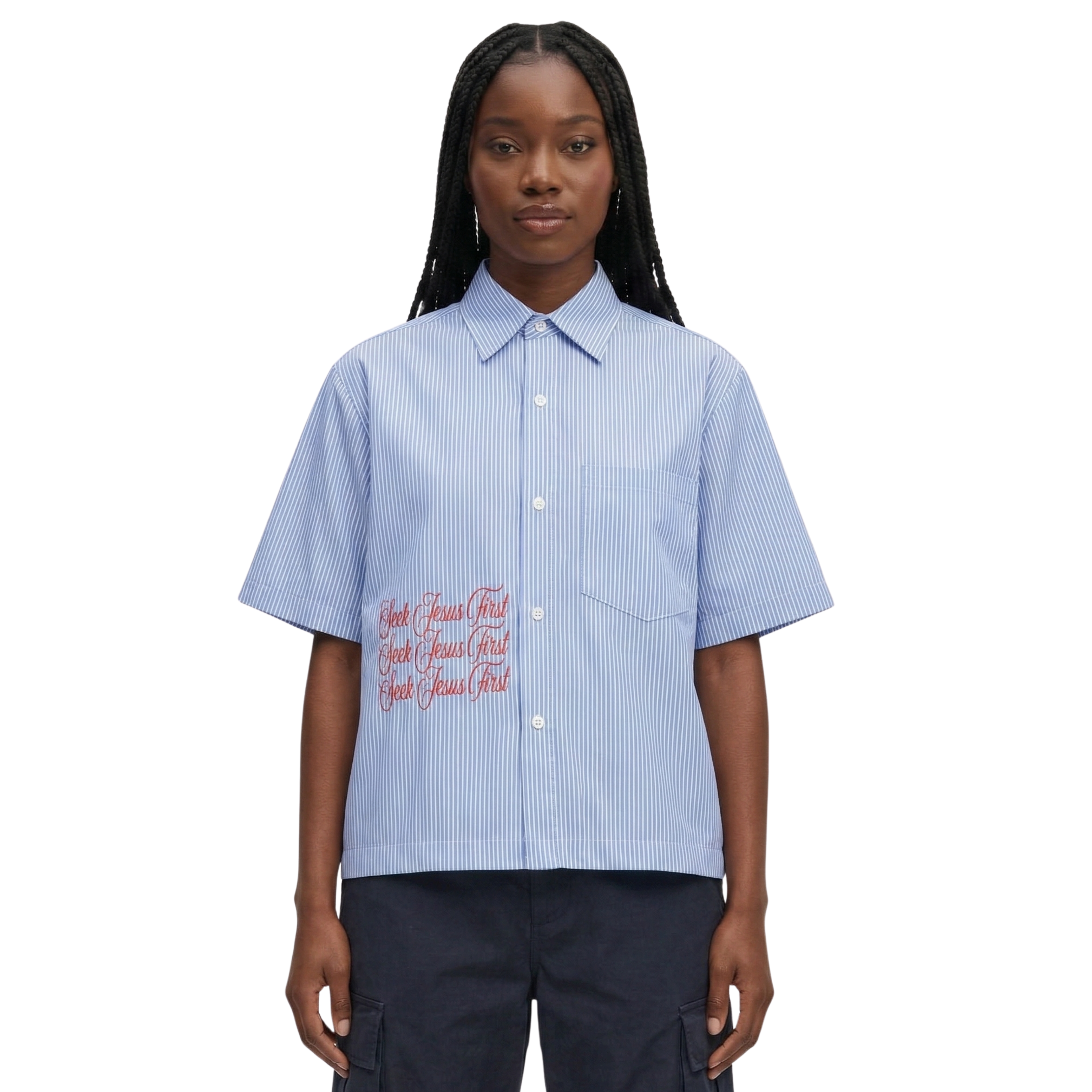 FIND GOD SEEK JESUS OVERSIZED STRIPE TEE