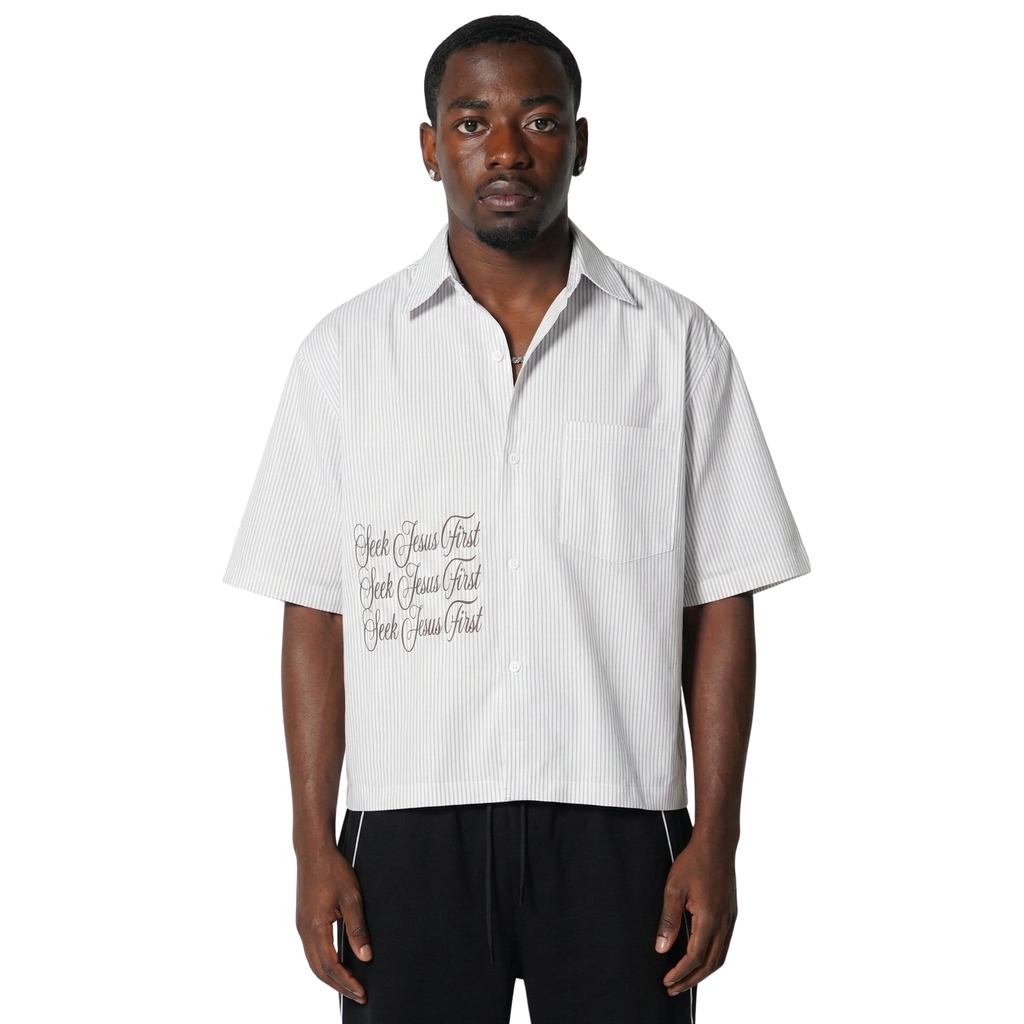 FIND GOD SEEK JESUS FIRST BOXY T SHIRT - APRICOT WHITE