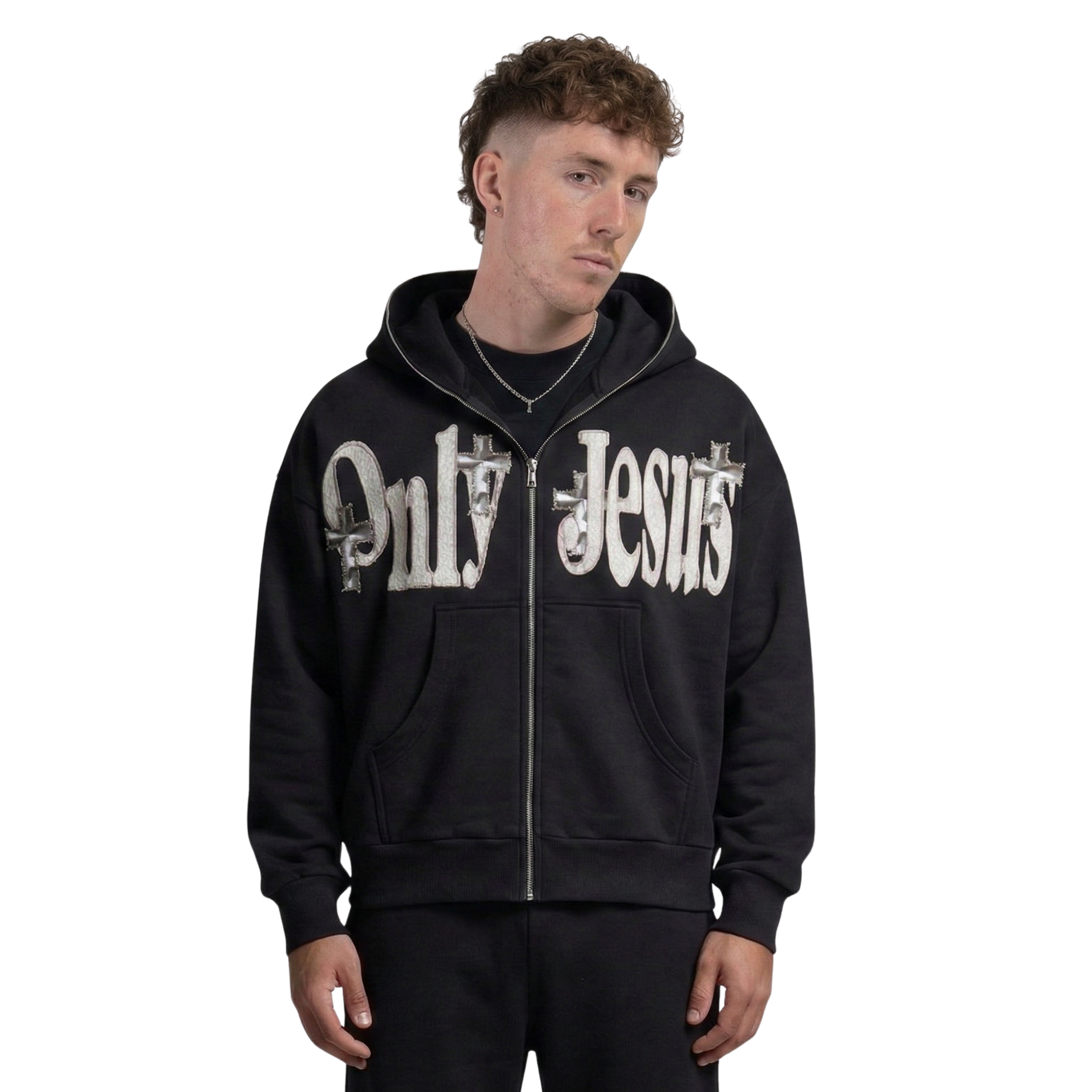 ONLY JESUS FULL-ZIP BOXY HOODIE