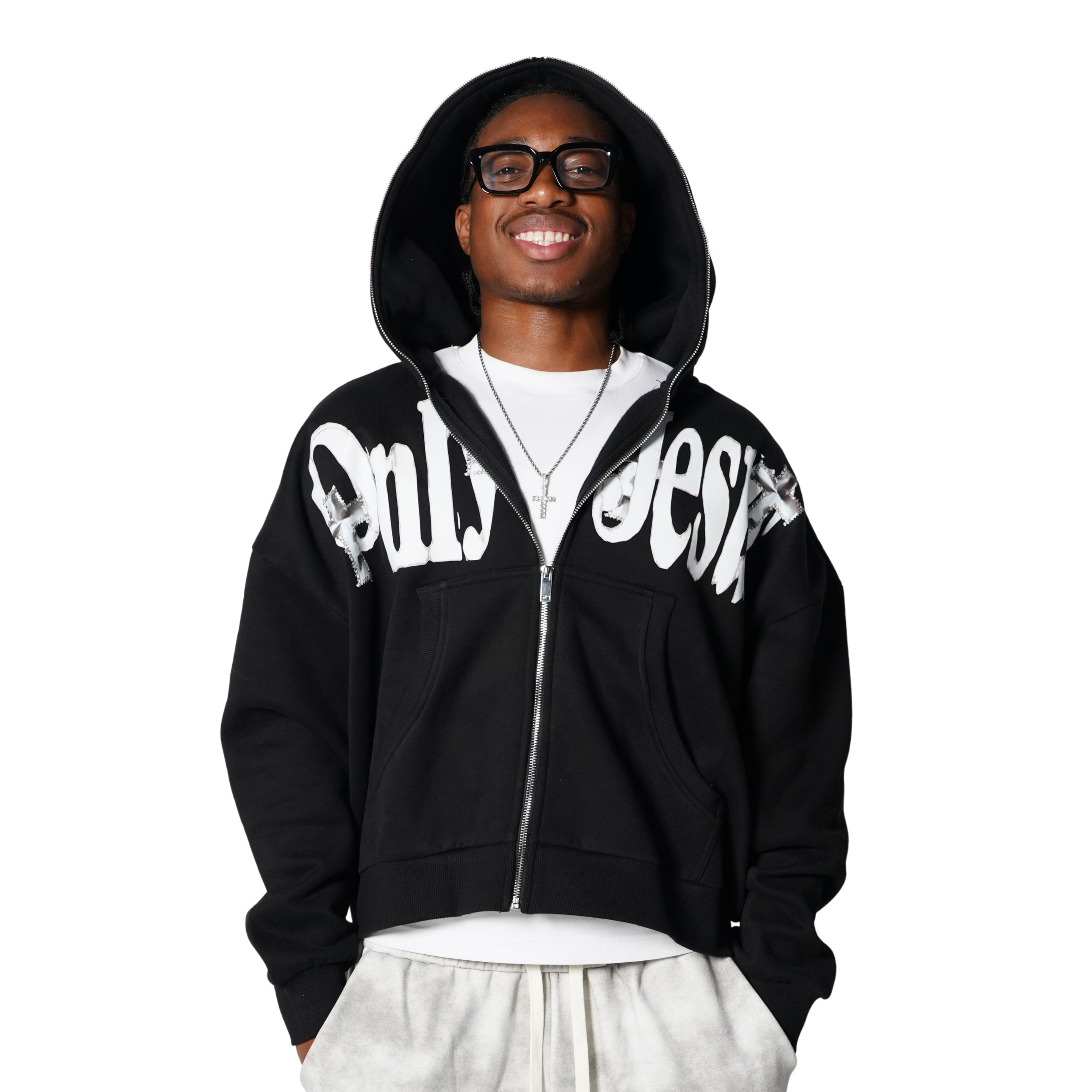 ONLY JESUS FULL-ZIP BOXY HOODIE