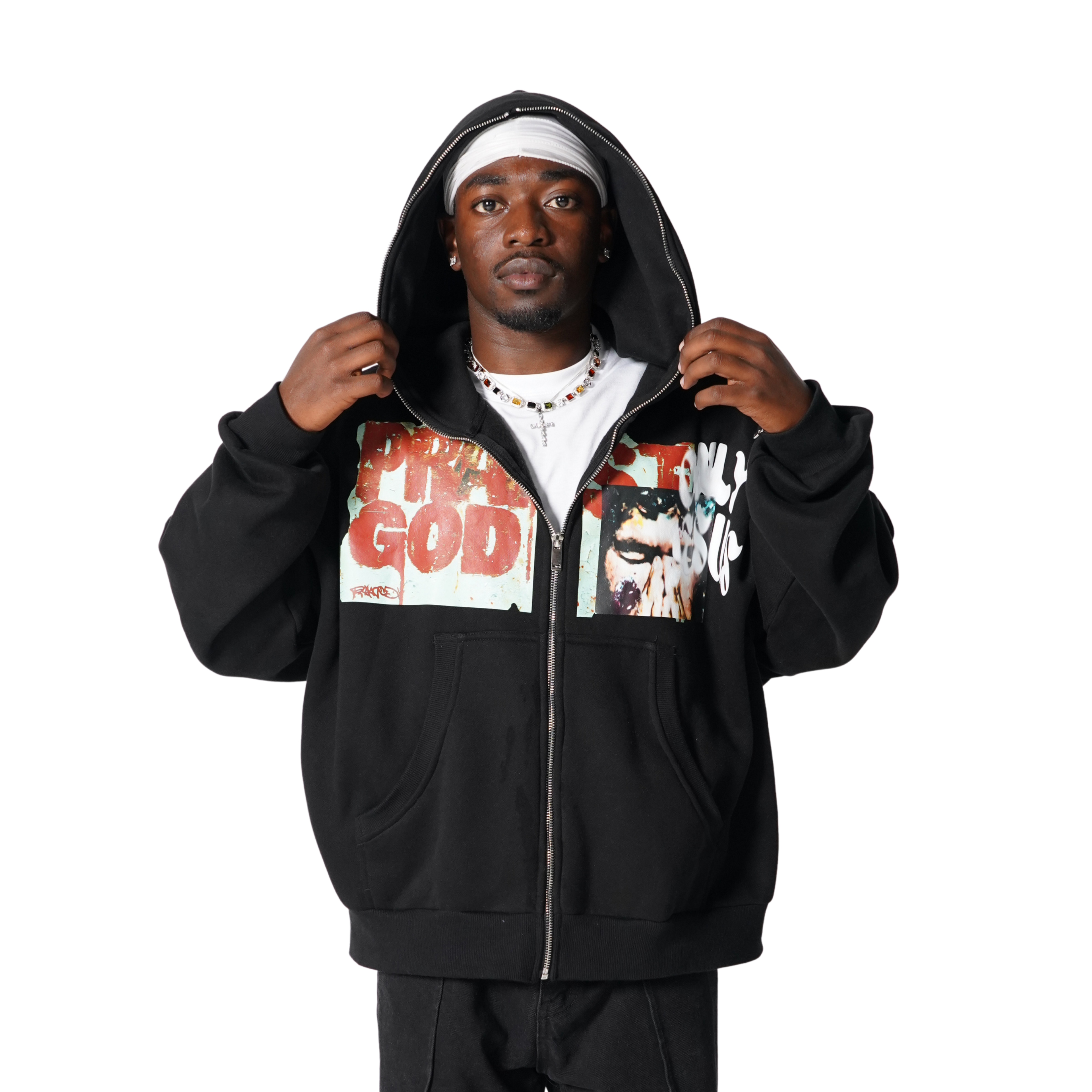 PRAISE GOD FLEECED FULL-ZIP BOXY HOODIE
