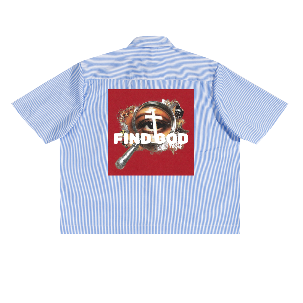 FIND GOD SEEK JESUS FIRST OVERSIZED VERTICAL STRIPE BOXY T SHIRT – BLUE