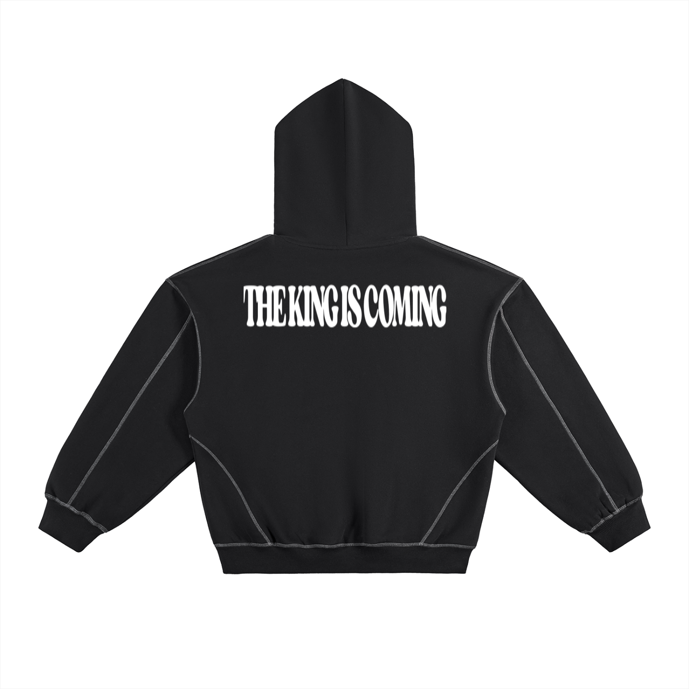 THE KING IS COMING STITCHED BOXY HOODIE