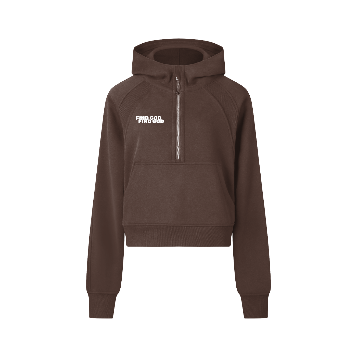 FIND GOD CROPPED HALF ZIP HOODIE