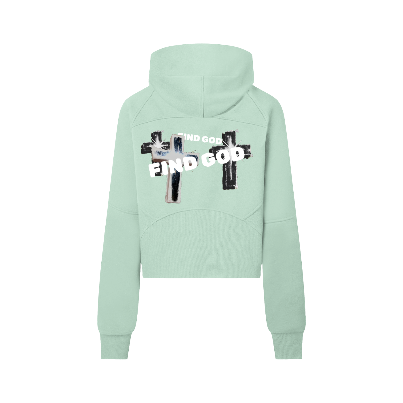 FIND GOD CROPPED HALF ZIP HOODIE