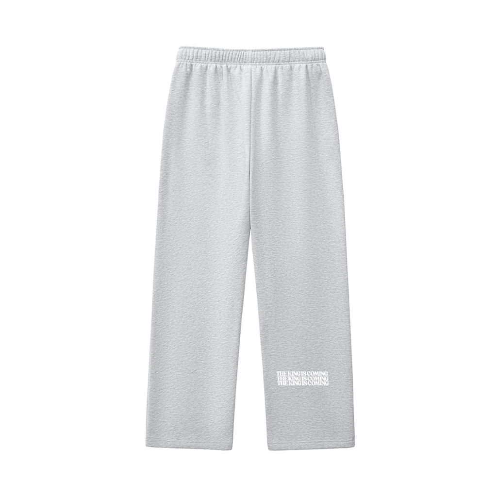THE KING IS COMING GRAY FLEECE SWEATPANTS