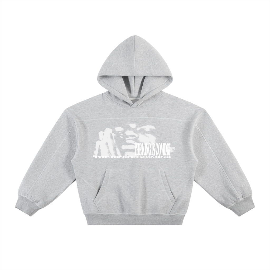 THE KING IS COMING GRAY FLEECE BOXY HOODIE