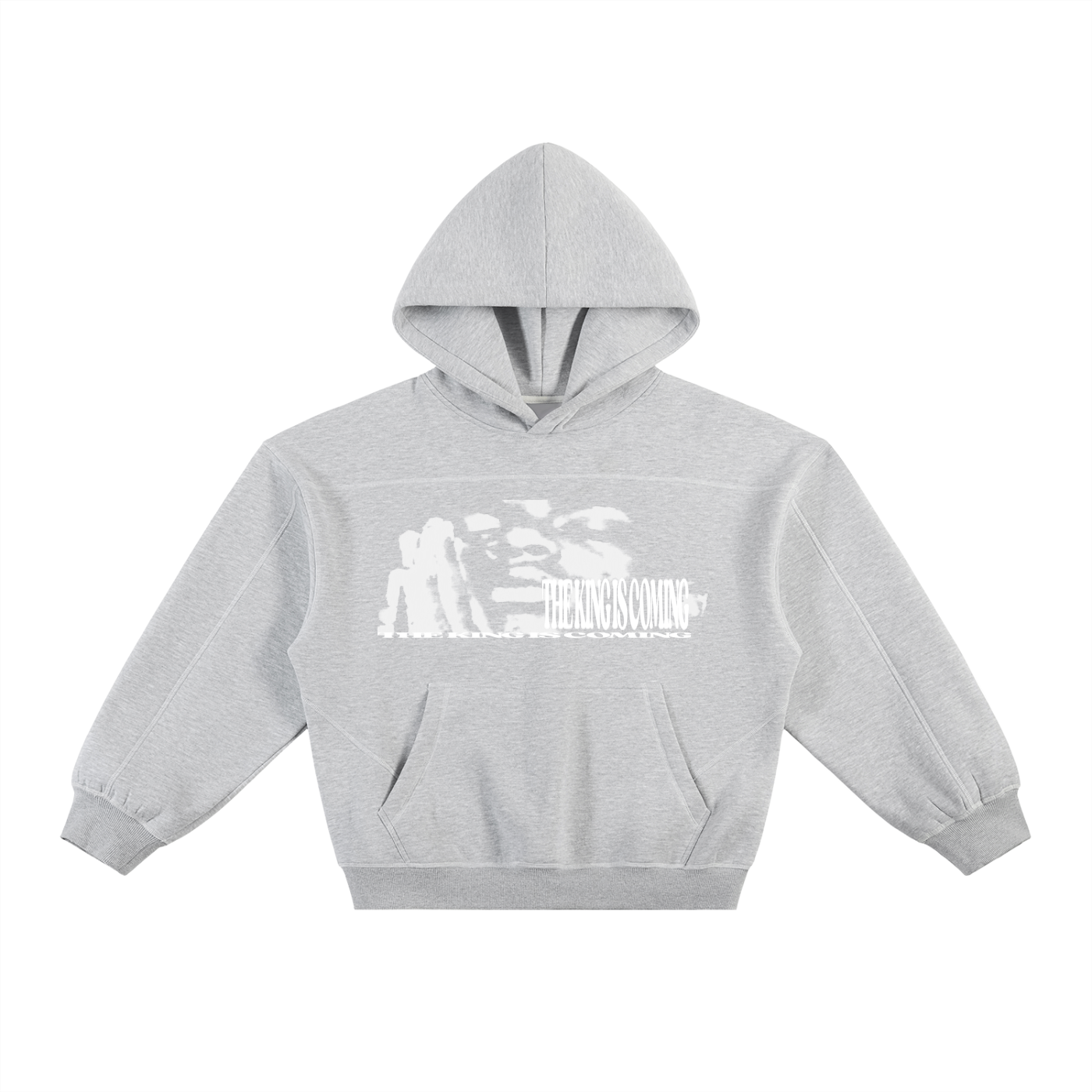 THE KING IS COMING GRAY FLEECE BOXY HOODIE