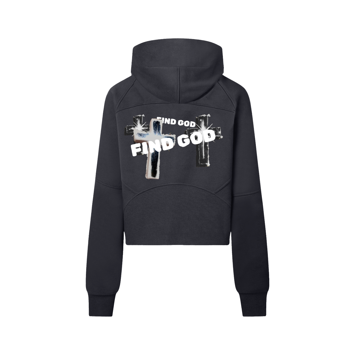 FIND GOD CROPPED HALF ZIP HOODIE