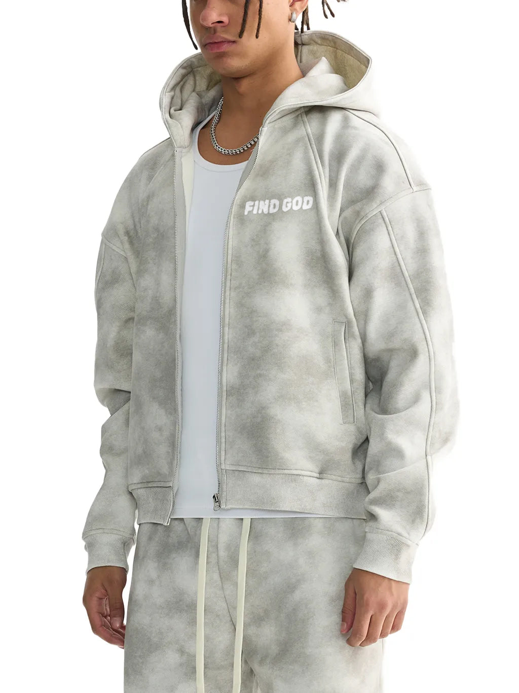 FIND GOD DIRTY WASHED ZIP-UP FLEECE HOODIE