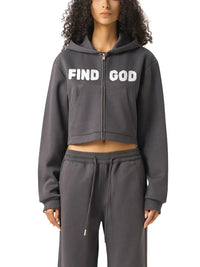 FIND GOD CROPPED ZIP-UP HOODIE