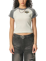 JESUS TEAM CONTRAST STRIPES BODYCON RAGLAN SLEEVE T-SHIRT