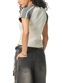 JESUS TEAM CONTRAST STRIPES BODYCON RAGLAN SLEEVE T-SHIRT